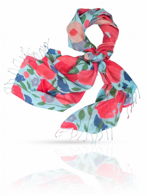 Палантин Женский S40-FLORA.ABSTR/TURQ